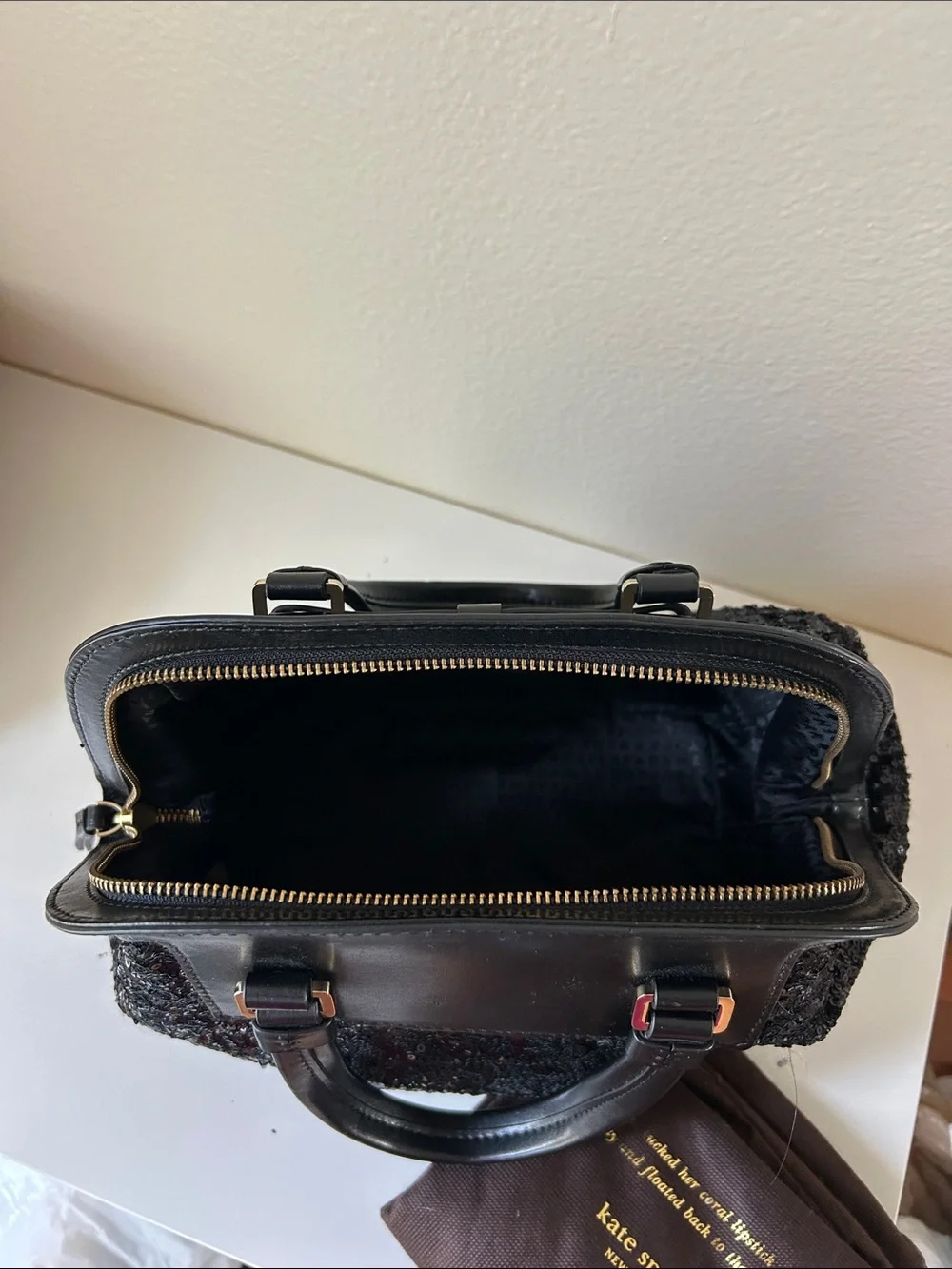 kate spade Black Sequin Bow-Accent Satchel